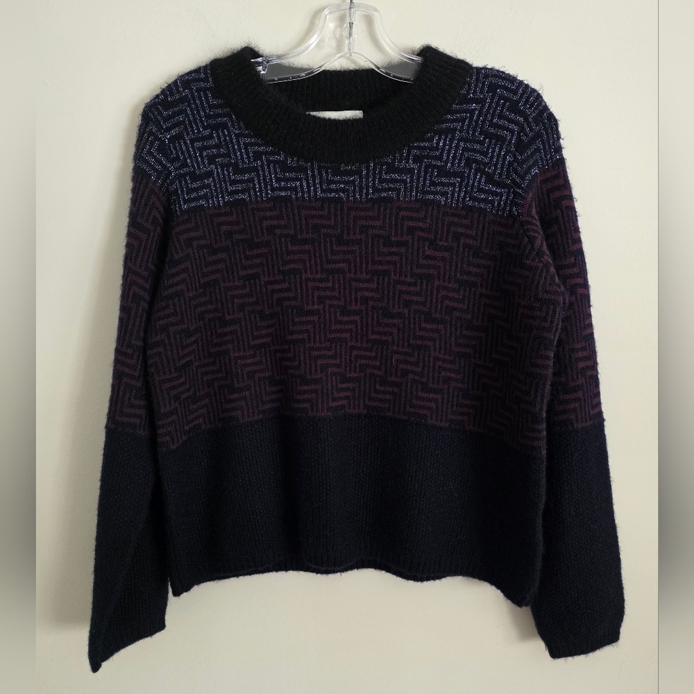 MUNTHE | Angora Sweater Geo Stripes Navy Sz 8